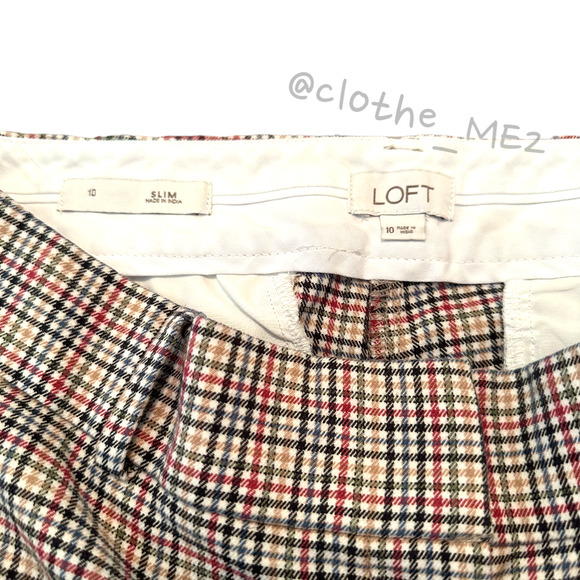 LOFT - Women's Slim Fit Plaid Ankle Trouser Pants, Size 10, multi-color - Picture 5 of 10